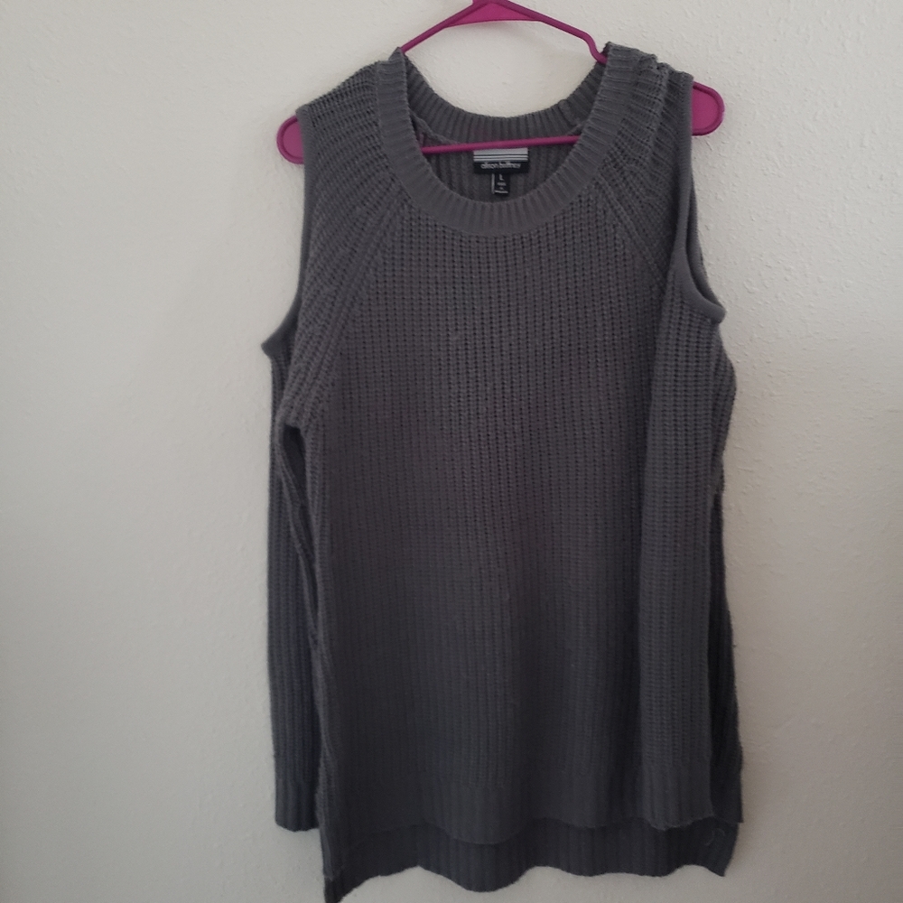Gray Open Shoulder Sweater